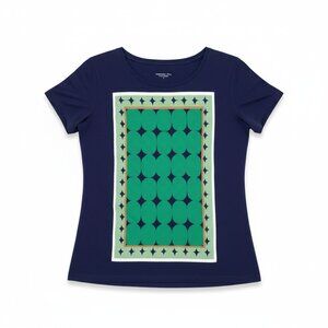 J Crew Blue Graphic T Shirt Small Short Sleeve Geometric Print Artist Series